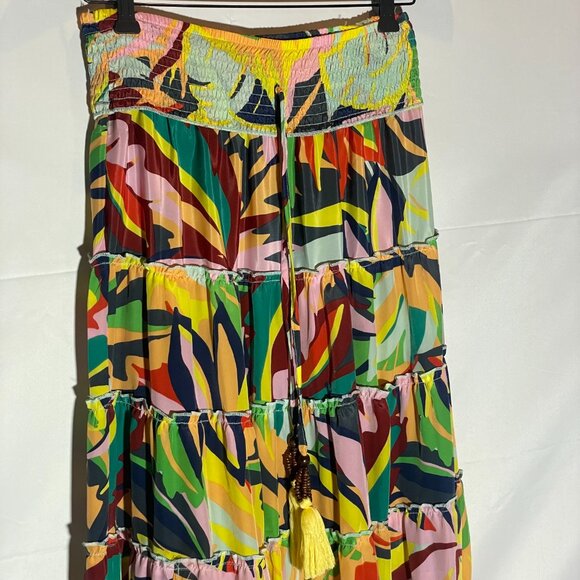 True Destinations Tropical Floral Tiered Broomstick Maxi Skirt Size Small - Picture 2 of 7
